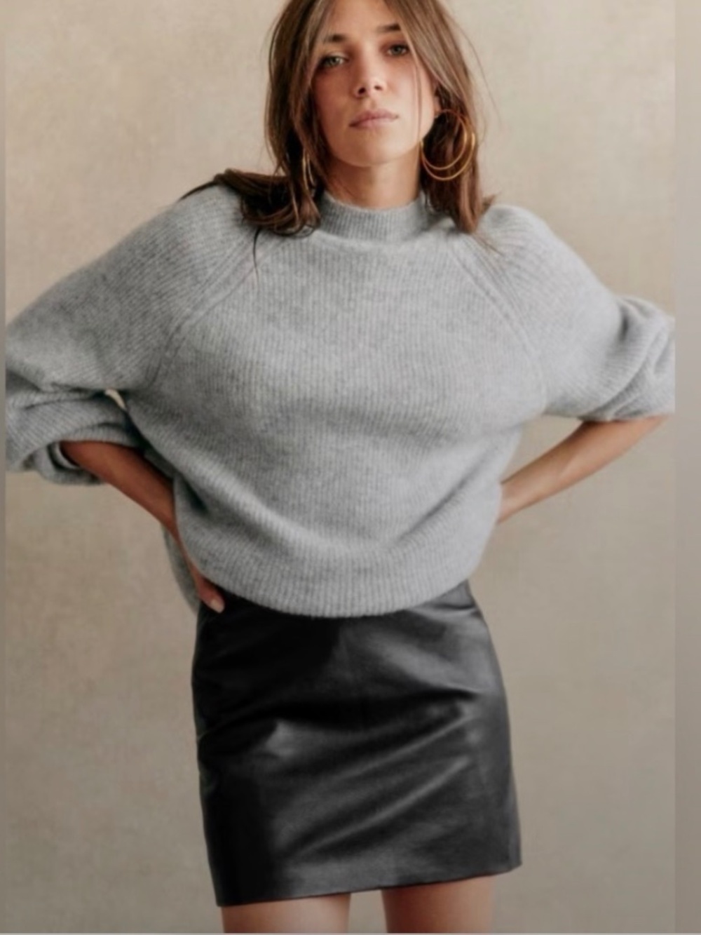 Sézane 100% leather mini skirt